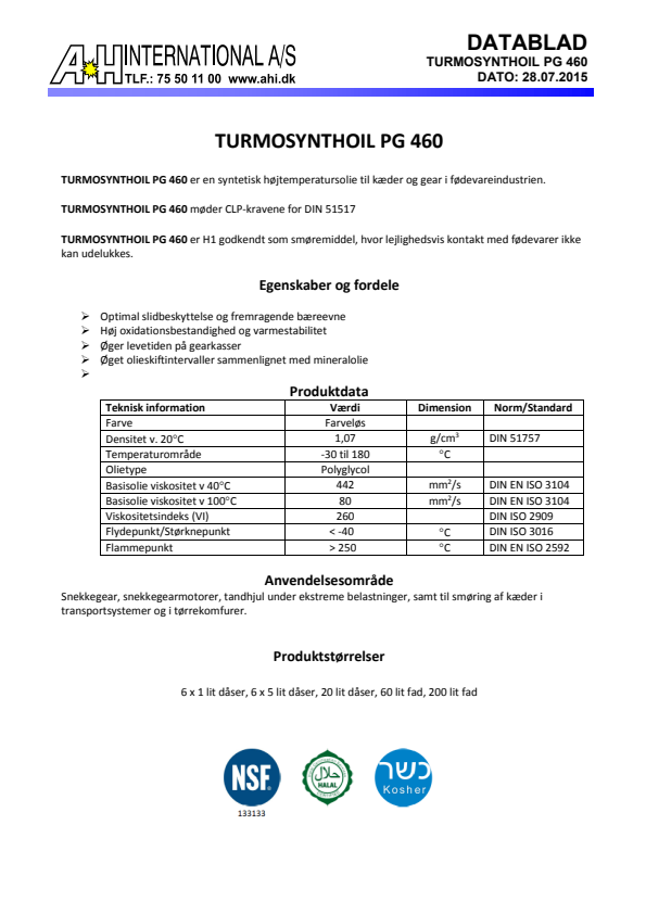 

Turmosynthoil PG 460


